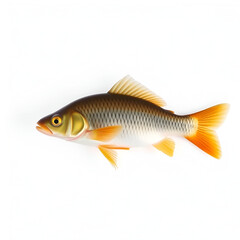 Freshwater fish cyprinid carp isolated on white background. wild live fish