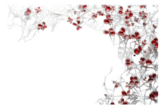 Abstract white floral with red accents isolated on transparent background