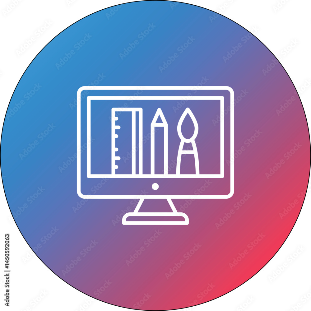 Aufkleber design tools line gradient circle background icon