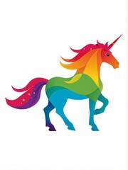 unicorn with rainbow, colorful vector illustration