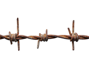 Barbed wire installation rural area industrial environment view isolated on transparent background