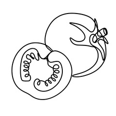 Tomato continuous one line art drawing