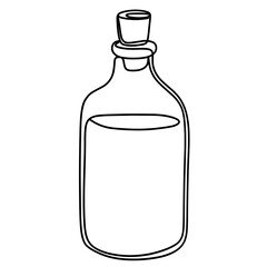 Glass water bottle one line art drawing 