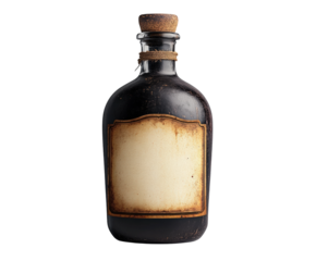 Vintage apothecary bottle product dark mood isolated on transparent background