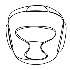 Boxing headgear one line art drawing 