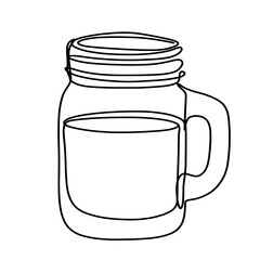 Glass jar with handle one line art drawing 