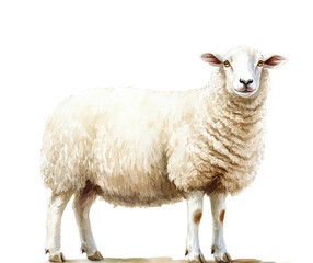 Sheep grazing in pasture farm digital natural environment isolated on transparent background