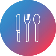 Cutlery Line Gradient Circle Background Icon