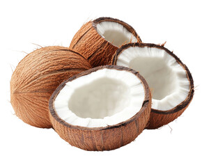 Coconut harvesting action in tropical locations food preparation natural environment isolated on transparent background