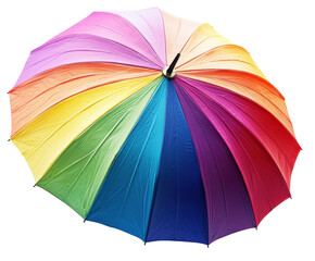 Vibrant rainbow umbrella in colorful design isolated on transparent background