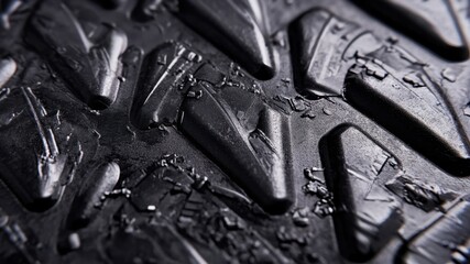 Close up on a textured black rubber surface