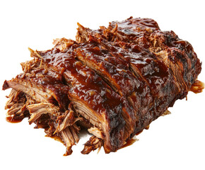 Slow cooked bbq brisket kitchen food home deliciousness isolated on transparent background
