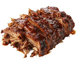 Slow cooked bbq brisket kitchen food home deliciousness isolated on transparent background