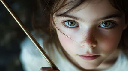 A portrait of a young girl with freckles.
