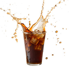 Iced Coffee Splash Isolated on Transparent Background

