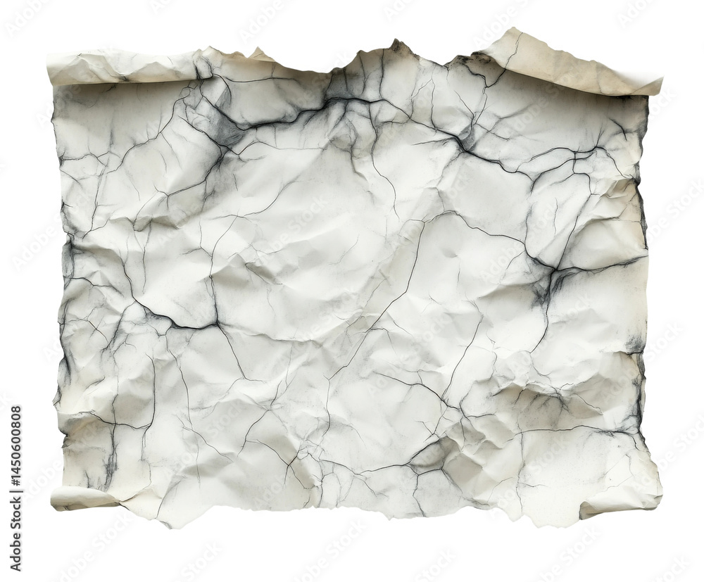 Wall mural crumpled paper texture for design projects abstract isolated on transparent background