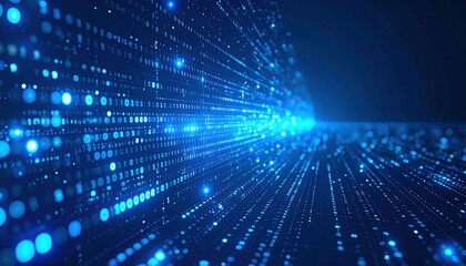 Obraz premium A vibrant blue background adorned with an array of colorful dots and intersecting lines, creating a dynamic and visually engaging pattern.