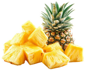 Tropical pineapple slice preparation kitchen food bright isolated on transparent background
