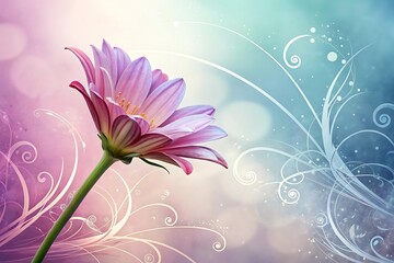 Obraz premium Abstract floral design with spring flowers and a butterfly illustration