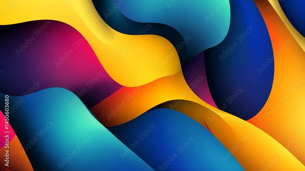 Poster vibrant abstract flow with dynamic multicolored waves
