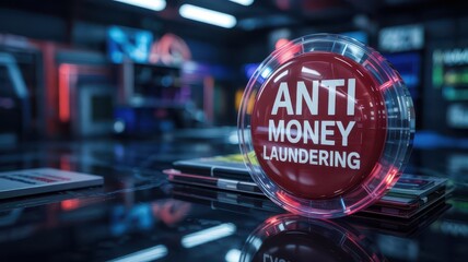 Red button warning against financial crime.