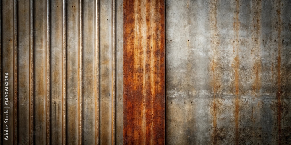 Aufkleber A weathered metal surface with vertical stripes of rust and faint horizontal lines, creating a rustic and textured backdrop.
