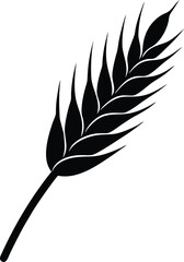 oat spikelet silhouette vector on white background 