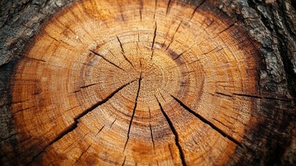 Fototapeta premium Close-up on a tree stump with concentric rings.