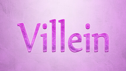 Purple text effect of word Villein on light background.	