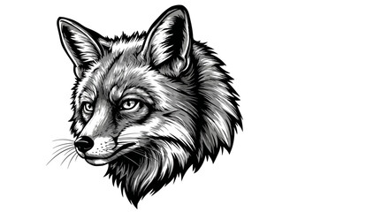 Fototapeta premium Monochrome Fox Portrait with Intense Gaze and Detailed Fur Texture