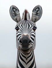 Surprised zebra with very surprised expression on his face, big surprise. peeking out. isolated on white. space for text. cartoon look.
