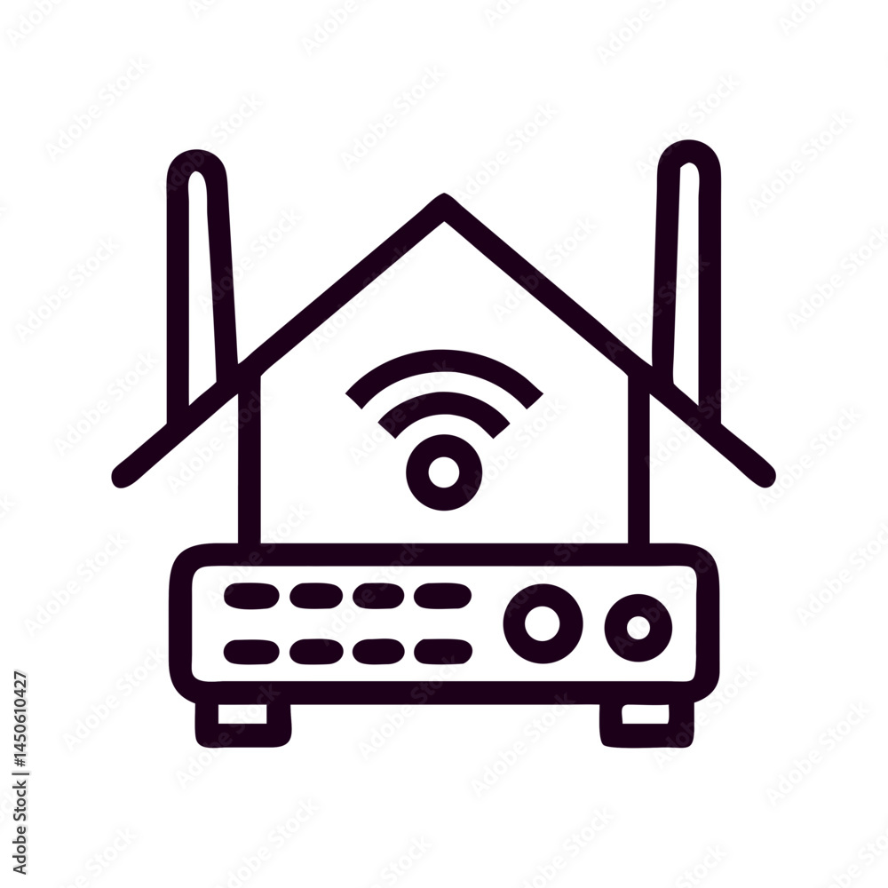 Aufkleber home wi-fi router device icon representing wireless internet connectivity and network access