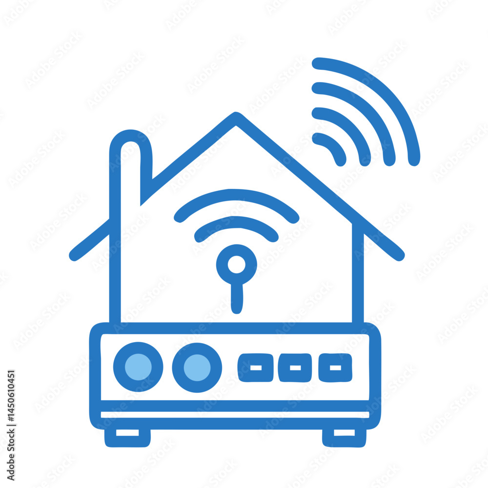Aufkleber home wi-fi router device icon representing wireless internet connectivity and network access