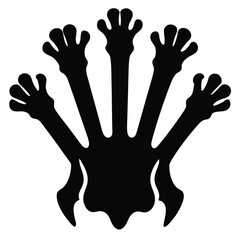 Silhouette of a stylized hand with five fingers in a minimalist black and white design