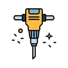 Jackhammer Demolition Tool Icon Representing Heavy Duty Construction and Demolition Work