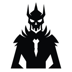 Stylish vector illustration of a grim skull character wearing a formal suit with spiked crown