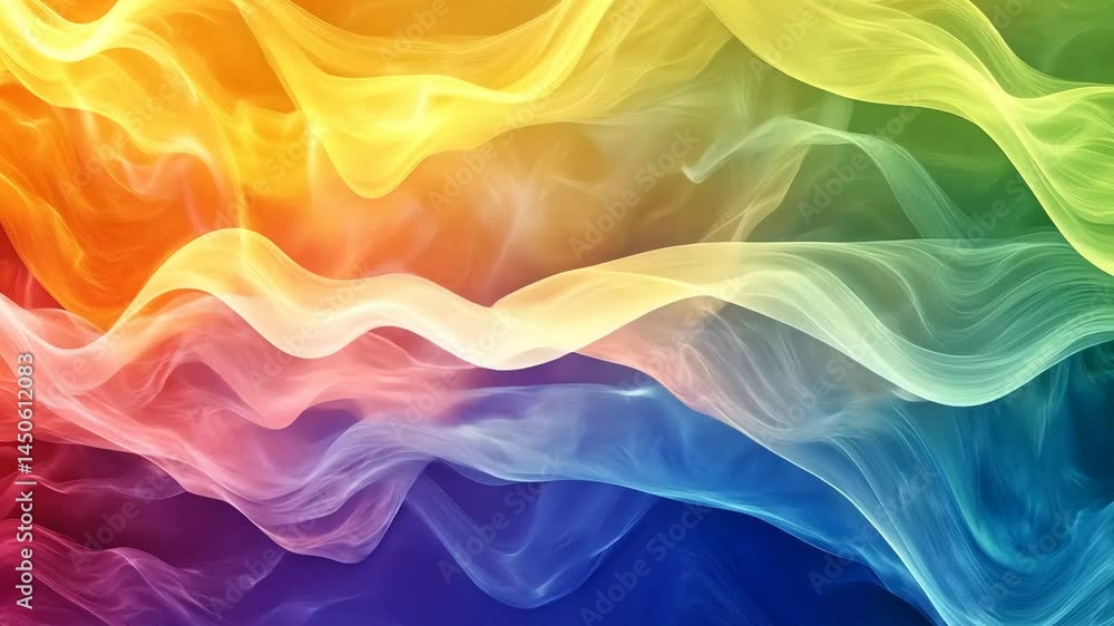 Poster vibrant colorful waves flowing in dynamic abstract motion