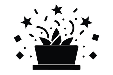 Celebration icon with confetti and stars representing a festive event or achievement