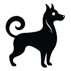 Black silhouette illustration of a stylized dog animal isolated on a white background