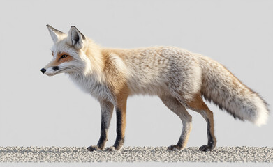 Fototapeta premium Red Fox Standing on Gravel Ground Wildlife Photography