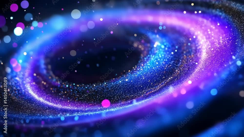 Poster dynamic luminescent swirls in cosmic motion with vibrant particle trails