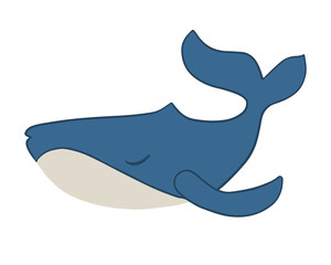 Vector isolated illustration of a whale on a white background.
