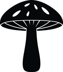 portobello mushroom silhouette vector on white 
