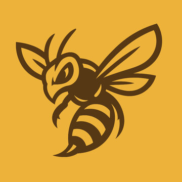 Vector Illustration of a Stylized Aggressive Bee Mascot Logo