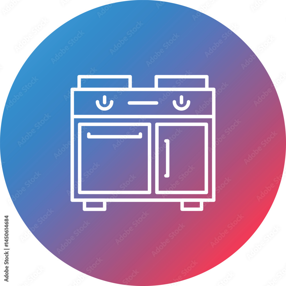 Poster cooking range line gradient circle background icon