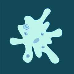 Vector isolated illustration of amoeba proteus. Studying the structure of an amoeba.
