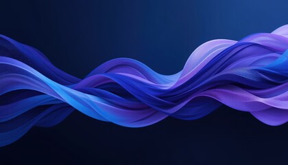 Abstract Blue and Purple Wave Forms on Dark Background