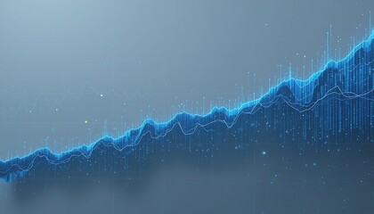 Abstract Blue Data Visualization: Ascending Trend Graph