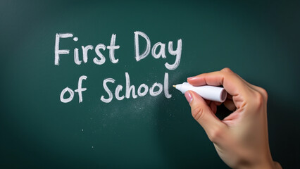 Hand Writing Text on Chalkboard with Marker