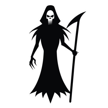 recommend clip art: Silhouette illustration of the grim reaper with a scythe symbolizing death and halloween